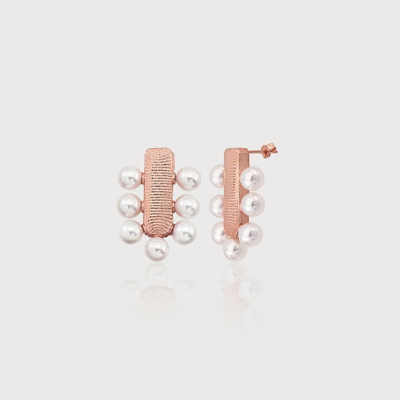 R-Divine Pearls Silver Earrings