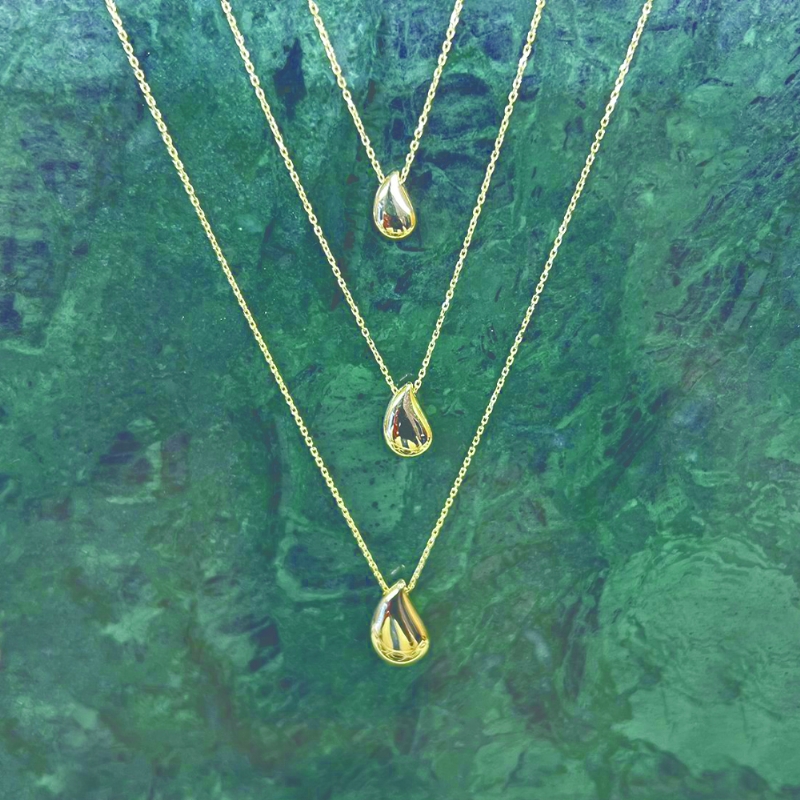 Dainty Droplet Gold Necklaces 0,8 cm