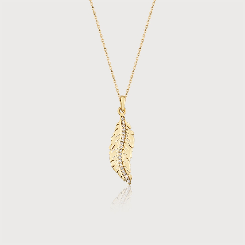 Gentle Breeze Feather Gold Necklaces