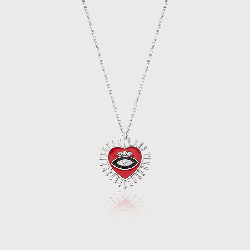 Nanna�s Eye Silver Necklace - Red