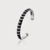Ethereal Black Enamel White Gold Bangle